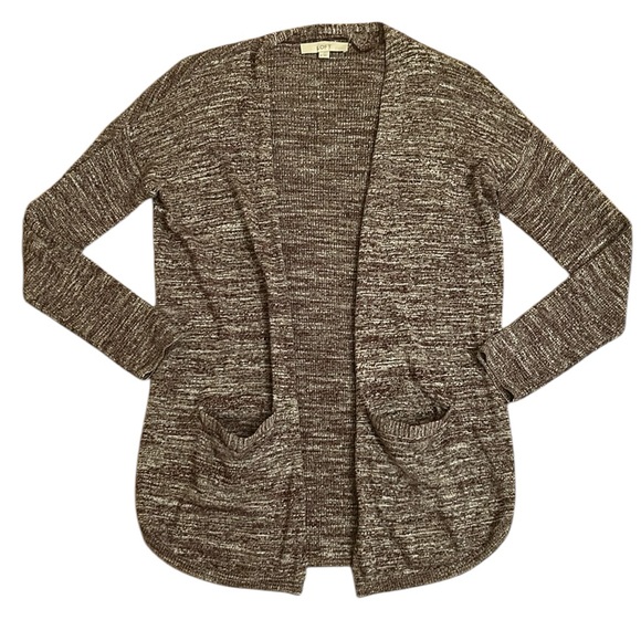 LOFT Burgundy Maroon Heather Open Face Cardigan Long Sleeve Sweater Size Small - Picture 1 of 15